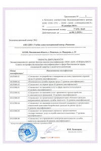 Приложение к аттестату соответствия