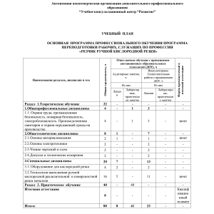Учебный план по программе 