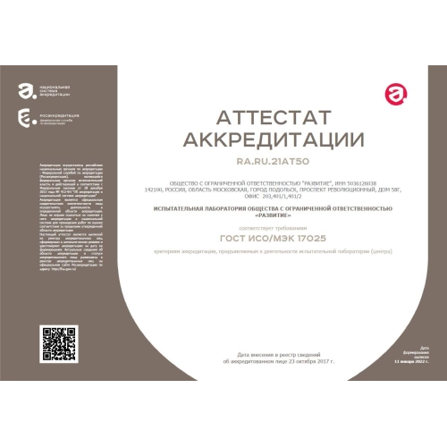 Аттестат аккредитации