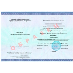 Выдаваемый диплом о профессиональный переподготовке по программе 
