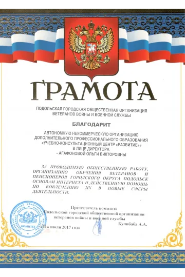 Организация обучения компьютерной грамотности