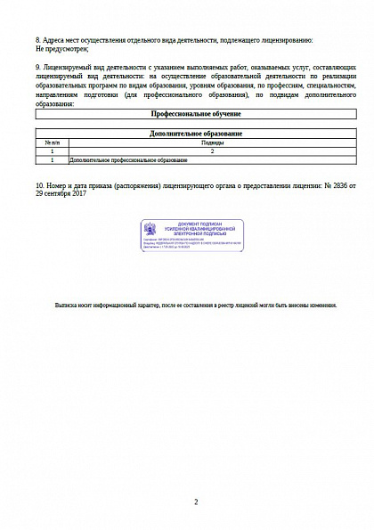 Лицензия министерства образования